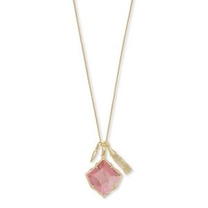 Arlet Gold Pendant Necklace in Pink Rhodonite